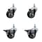 Service Caster 3 Inch Black Polyurethane 10 MM Threaded Stem Caster Set 2 Brakes SCC SCC-TS20S314-PPUB-BLK-M1015-2-PLB-2 - alternate 1